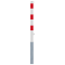 Barrier posts | Steel tube 70 x 70 mm | removable, with triangular locking mechanism | hot-dip galvanized and white coated withthree red reflecting stripes | with 1 eyelet